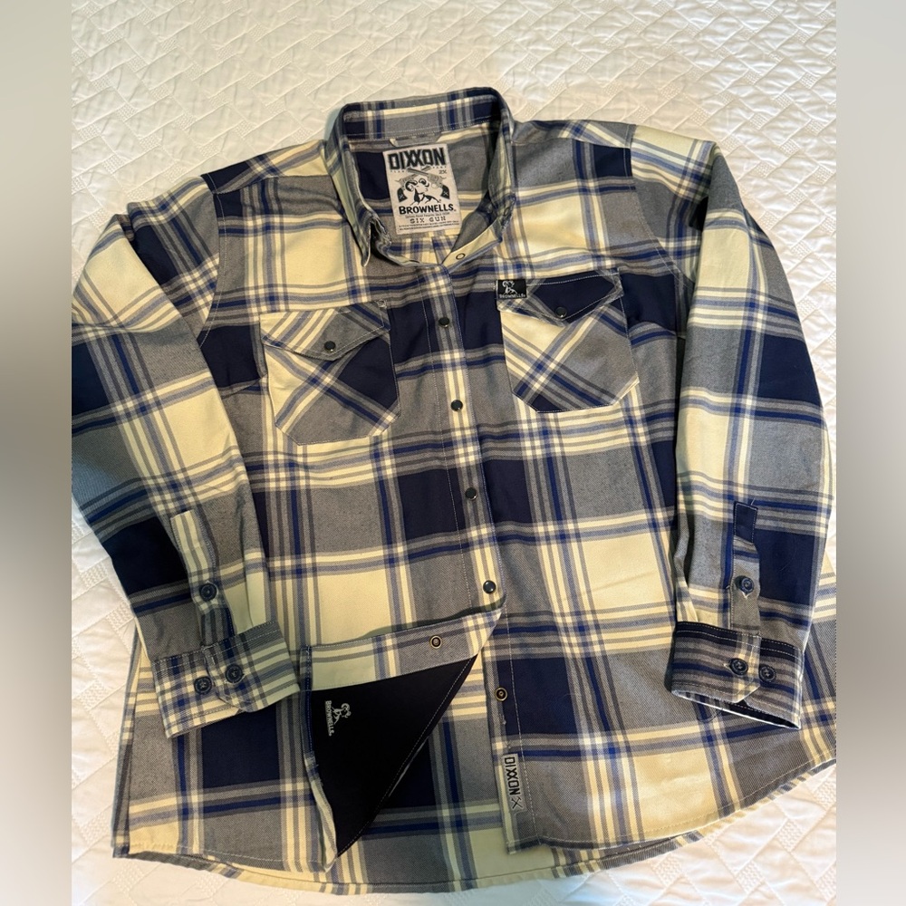 Dixxon Women's Pearl Snap Brownells SIX GUN Custom Flannel Size 2XL Worn Once